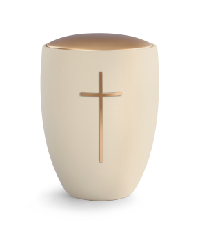 Keramikinė urna su kryžiaus motyvu